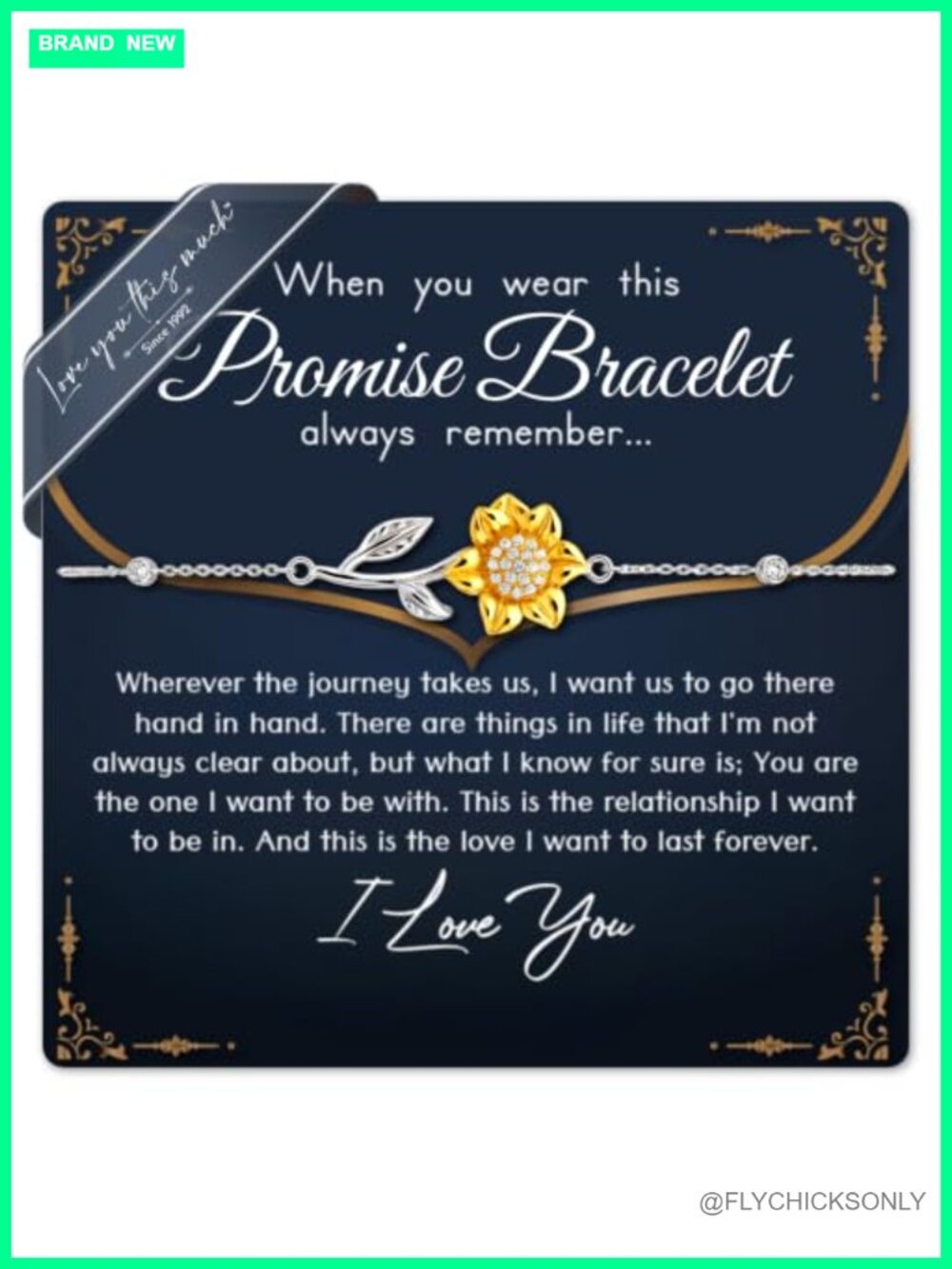 Sunflower Promise Bracelet for Girlfriend with Message Card Adjustable